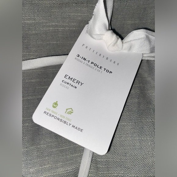 Pottery Barn Custom Emery linen 3 in 1 pole top curtains in flagstone - Picture 8 of 12